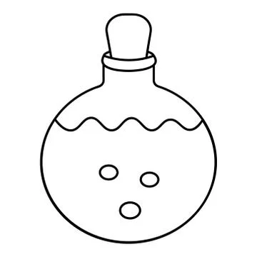 A bottle with a magic elixir. Sketch. Vector illustration. Stock Illustration