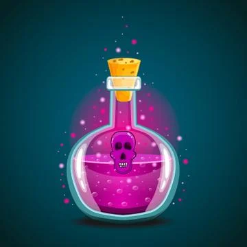 Bottle of magic elixir with skull-2 Illustrazione stock