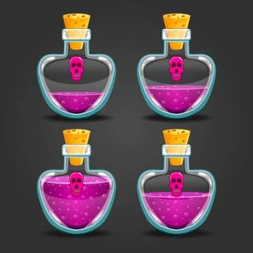 Bottle of magic elixir with skull-2 Stock Illustration
