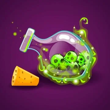 Bottle of magic elixir with skull-2 Stock Illustration