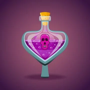 Bottle of magic elixir with skull Stock Illustration