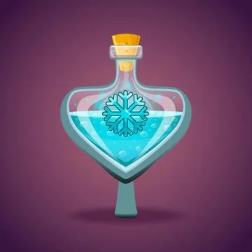 Bottle of magic elixir with snowflake Stock Illustration