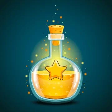 Bottle of magic elixir with star Stock Illustration