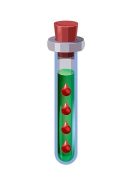 Bottle magic potion with blood, test tube. Game icon asset, glass, liquid elixir Ilustração Stock