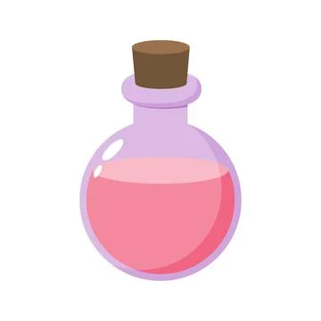 Bottle with magic potion. Vector illustration Stock Illustration