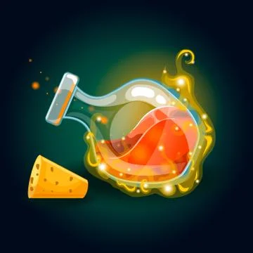 Bottle with magic smog and elixir Stock Illustration