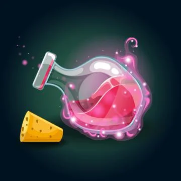 Bottle with magic smog and elixir Illustrazione stock