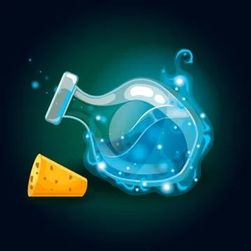 Bottle with magic smog and elixir Stock Illustration