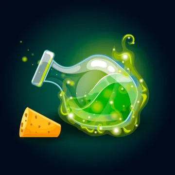 Bottle with magic smog and elixir Stock Illustration