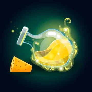 Bottle with magic smog and elixir Stock Illustration