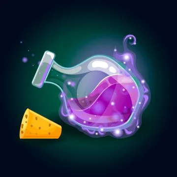 Bottle with magic smog and elixir Stock Illustration
