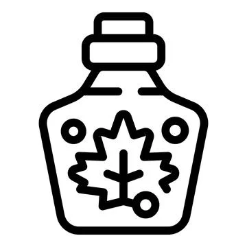 Bottle of maple syrup with a maple leaf design being filled with sweet syrup Stock Illustration