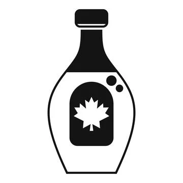 Bottle of maple syrup with a maple leaf on the label Stock Illustration