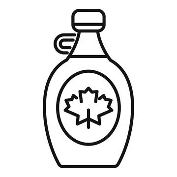 Bottle of maple syrup with a maple leaf showing canadian origin Stock Illustration