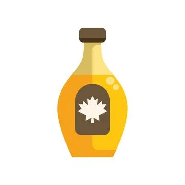 Bottle of maple syrup with maple leaf logo containing sweet syrup Stock-Illustration
