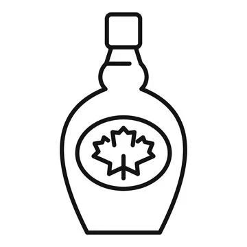 Bottle of maple syrup showing a maple leaf outline icon Stock Illustration