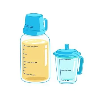 Bottle for measuring, measuring cup. Stock Illustration