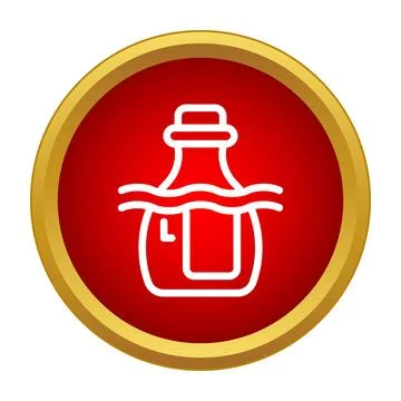 Bottle with message floating on water icon Stock Illustration