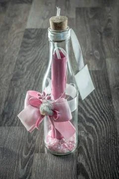 A bottle with a message inside Stock Photos