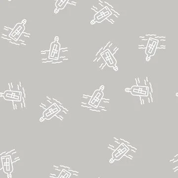 Bottle message line seamless pattern Stock Illustration