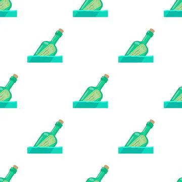 Bottle with message pattern seamless vector Stock Illustration
