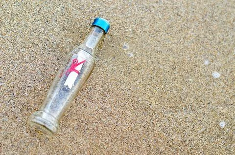 Bottle with message Foto stock