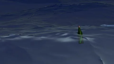 Bottle with a message in the sea at storm Stock Illustration