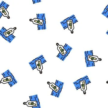 Bottle message vector seamless pattern Stock Illustration