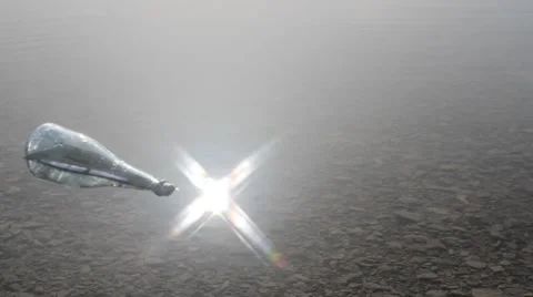 Bottle with a message in water Stock Footage 61147157