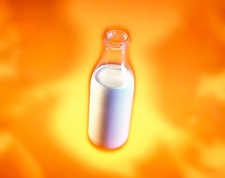 A bottle of milk against an orange background Stock Illustration