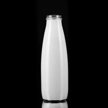 Bottle of milk on black Stock-Fotos