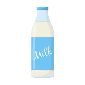 Bottle of milk. Elements for design farm products, healthy food. Flat vector  Stock Illustration