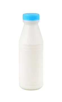 Bottle of Milk on Isolated White Background Stock Photos