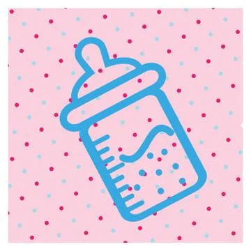 Bottle of milk seamless pattern. Pink outline background Stock Illustration