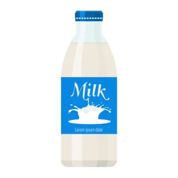 Bottle of milk with solid and flat color style design. Stock Illustration