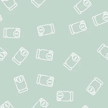 Bottle with money line vector seamless pattern Illustrazione stock