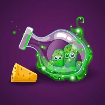Bottle with monsters in magic smoke Stock Illustration