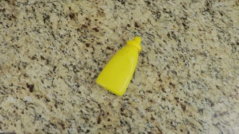 Bottle of mustard on marble background Stock Footage 266231522