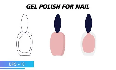 A bottle of nail polish. A simple jar, a transparent colored jar and a Stock Illustration