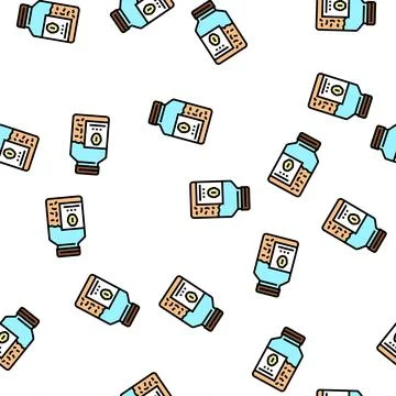 Bottle oat cereal vector seamless pattern Stock Illustration