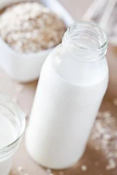 Bottle Of Oat Milk Stock Photos