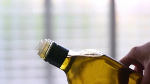 Bottle of oil on light white background. Stock-Footage 184831796