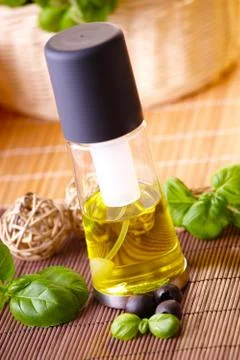 Bottle with oil Stock Photos