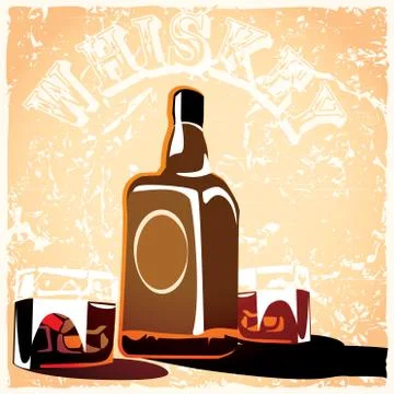 Bottle of old whiskey Illustrazione stock