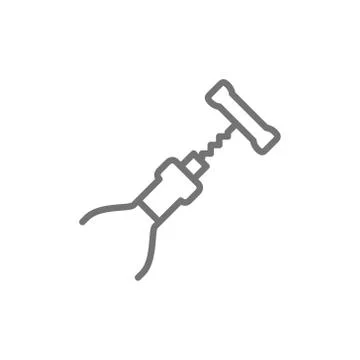 Bottle open with corkscrew line icon. Stock Illustration