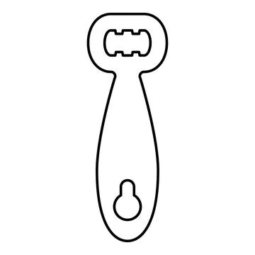 Bottle opener cap handle to uncork beer beverage bottle contour outline lin.. Stockillustratie