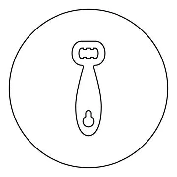 Bottle opener cap handle to uncork beer beverage bottle icon in circle roun.. Illustration