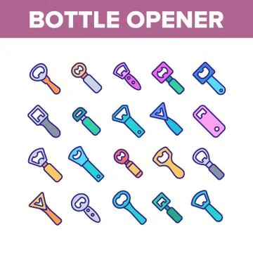 Bottle Opener Collection Elements Icons Set Vector Illustrazione stock