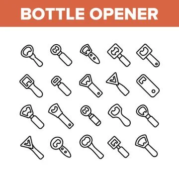 Bottle Opener Collection Elements Icons Set Vector Stock Illustration