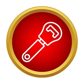 Bottle opener icon on red circular background イラスト素材